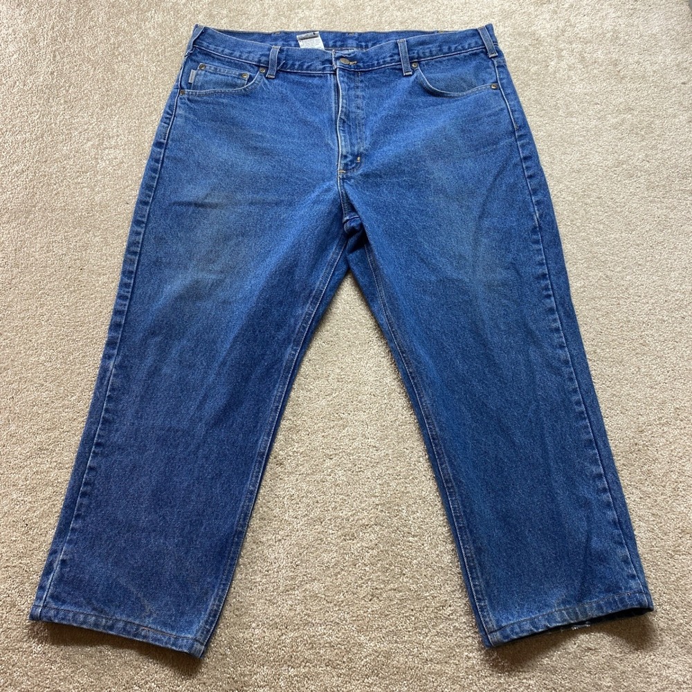 Carhartt Jeans Mens 40x30 Blue B18 DST Traditional Fit Straight Leg Workwear